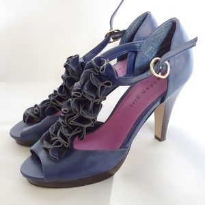 Madden Girl Blue Peep Toe Ruffled Heels